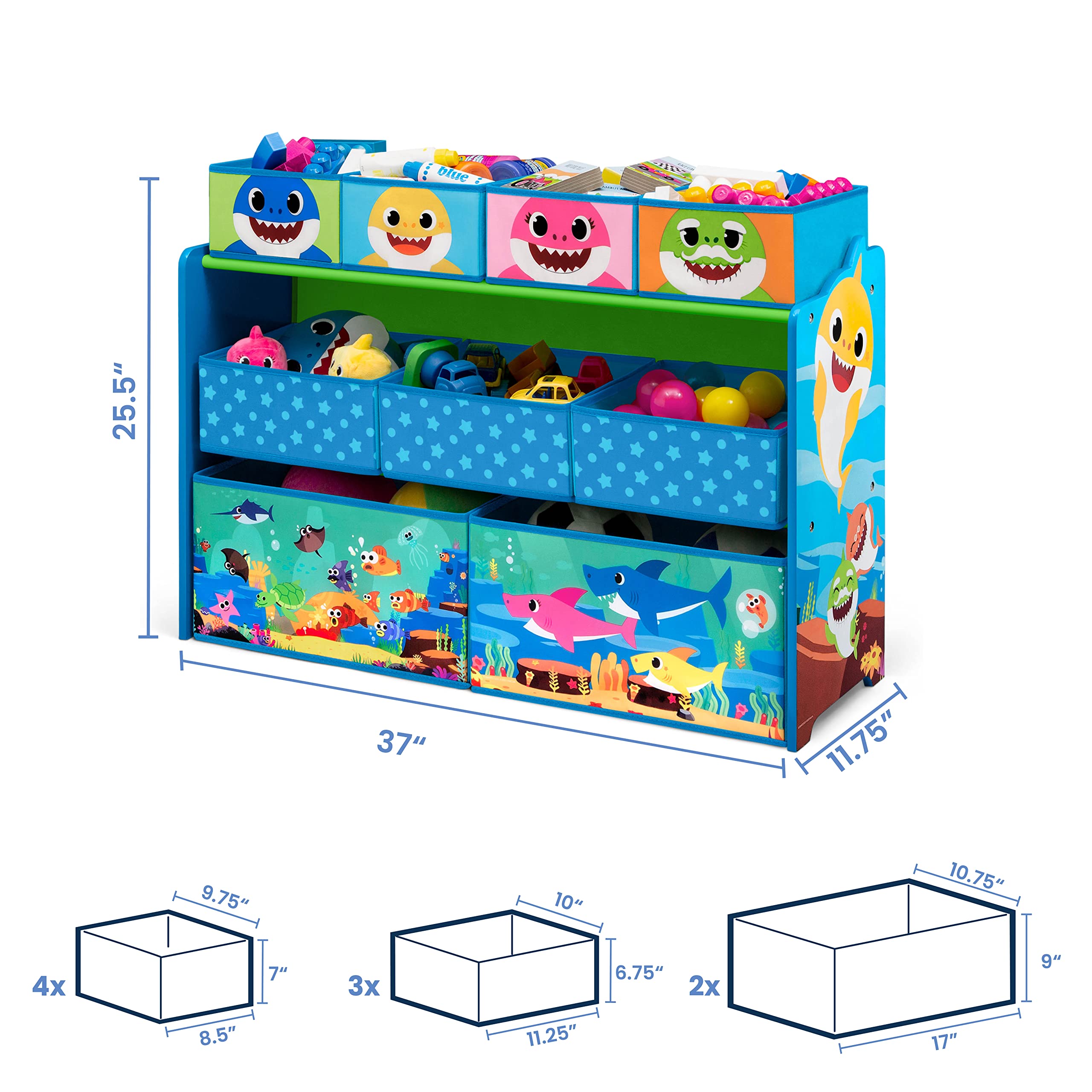 Amazon.com: Baby Shark Deluxe 9 Bin Design and Store Toy Organizer